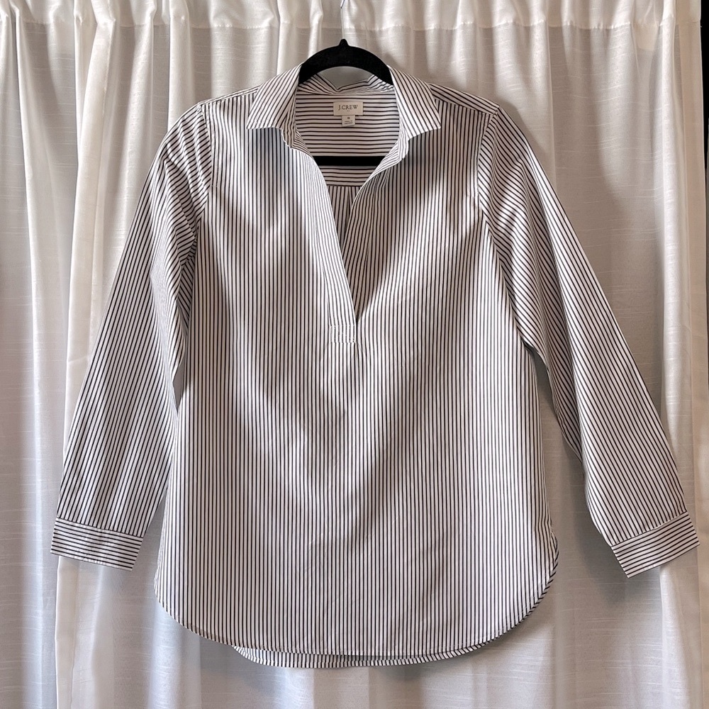 J. Crew Women's Black and White Striped Tunic